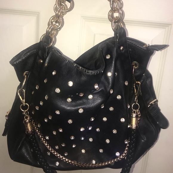 Black rhinestone over the shoulder purse - Picture 1 of 4